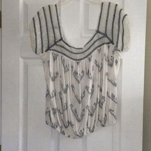 Free People Blue and White Blouse